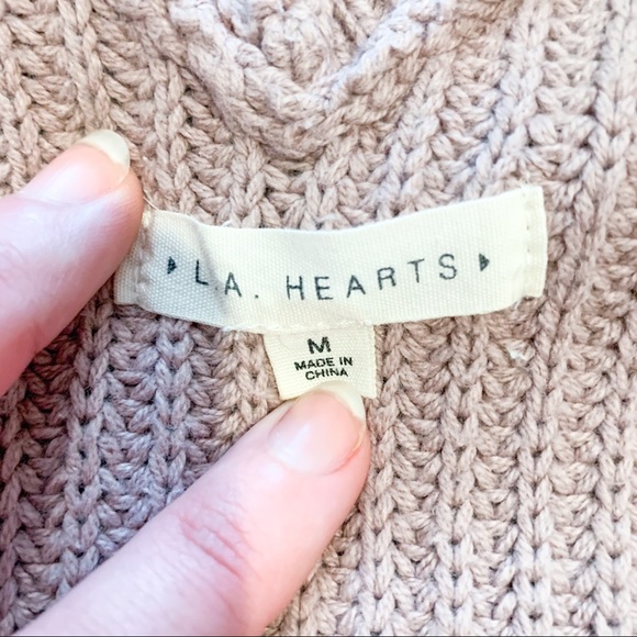 LA Hearts Taupe Boat Neck Laced Sleeve Sweater - Picture 7 of 8